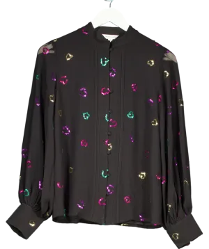 Monsoon Hope Heart Sequin Blouse Black UK 8