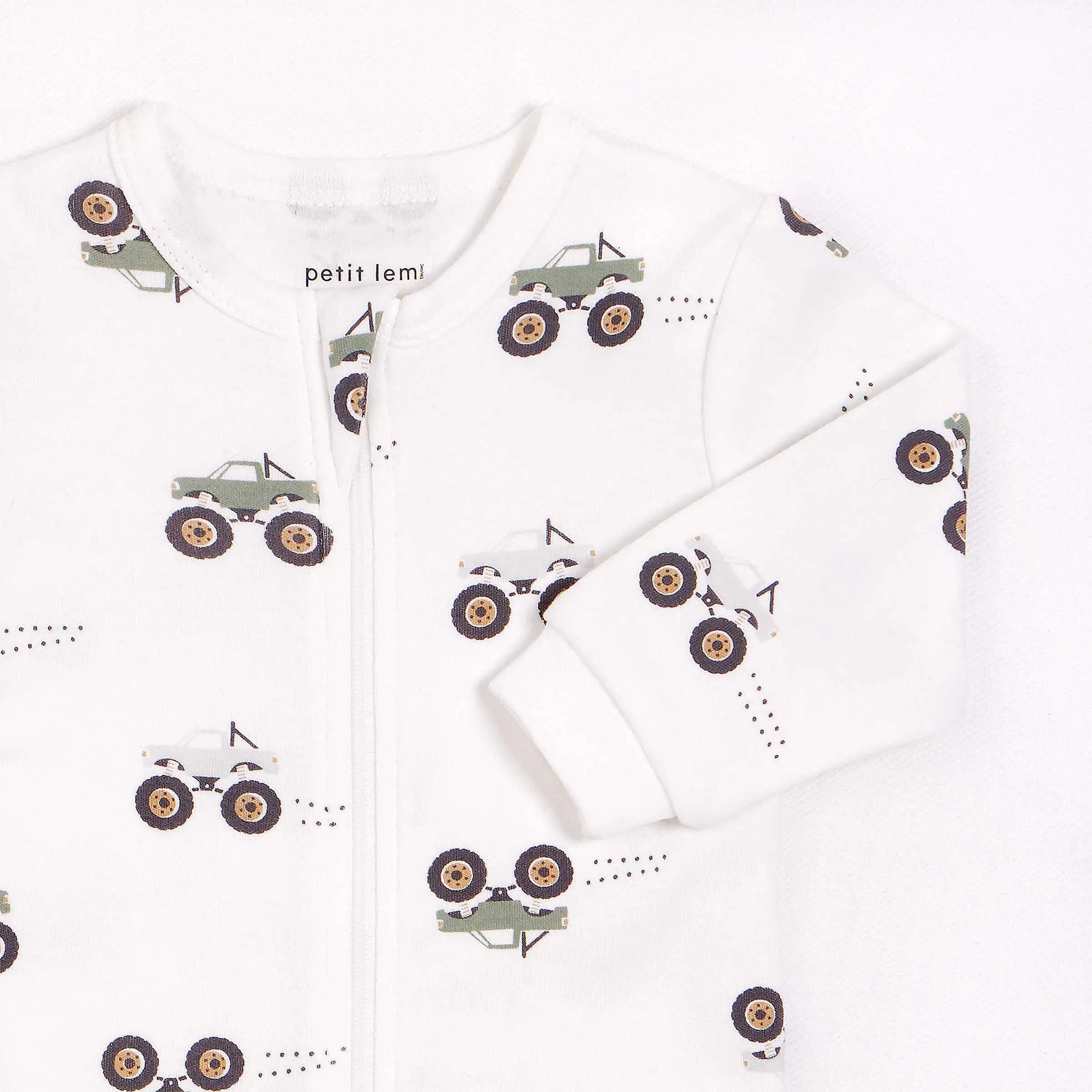Monster Truck Print on Off-White Sleeper