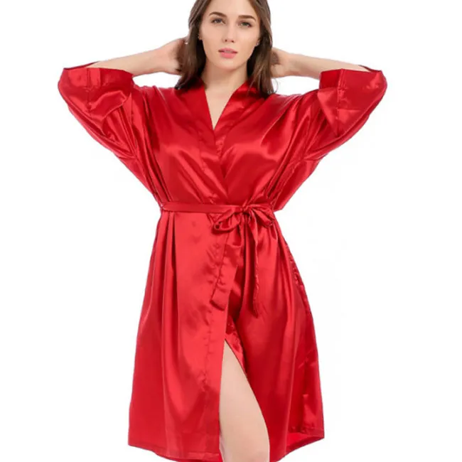 Moonlit Satin Kimono Wrap Robe
