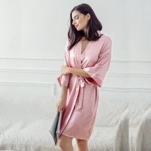 Moonlit Satin Kimono Wrap Robe