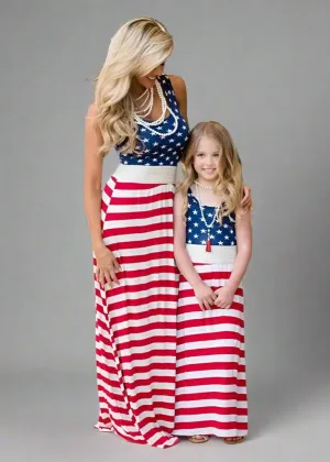 Mother Daughter Flag Maxi Dress
