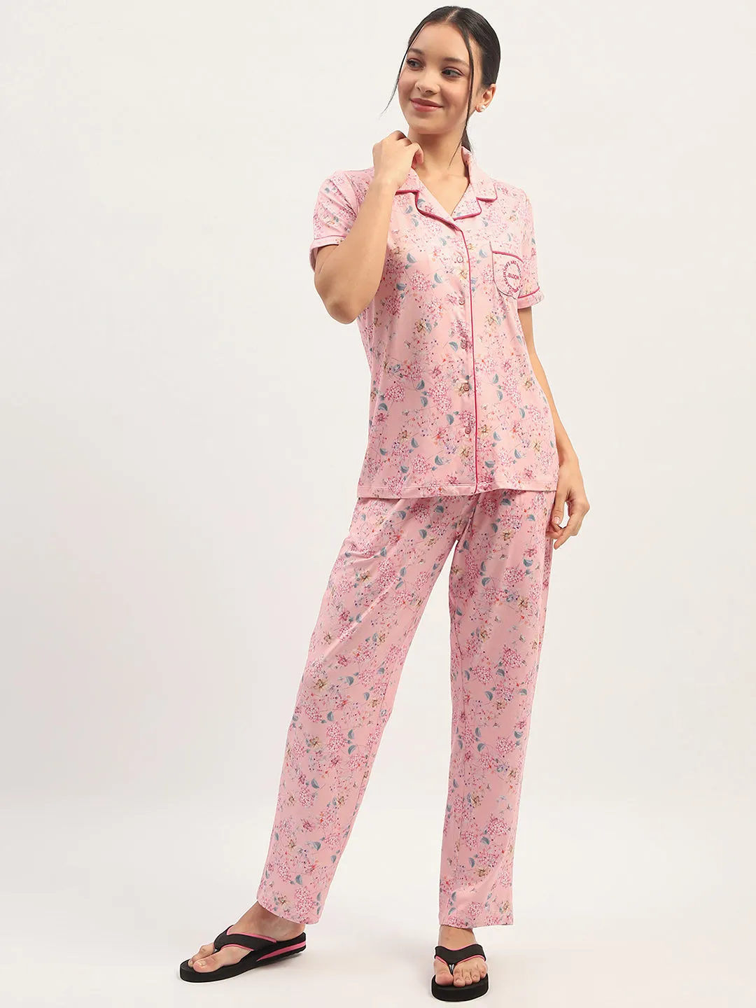 mSECRET Printed Pink Nightsuit Set