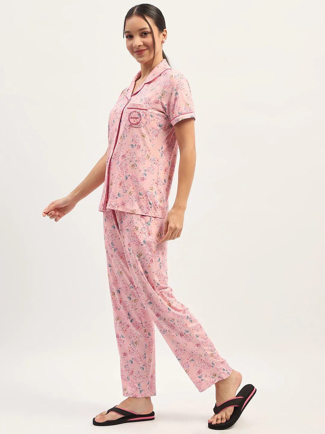 mSECRET Printed Pink Nightsuit Set