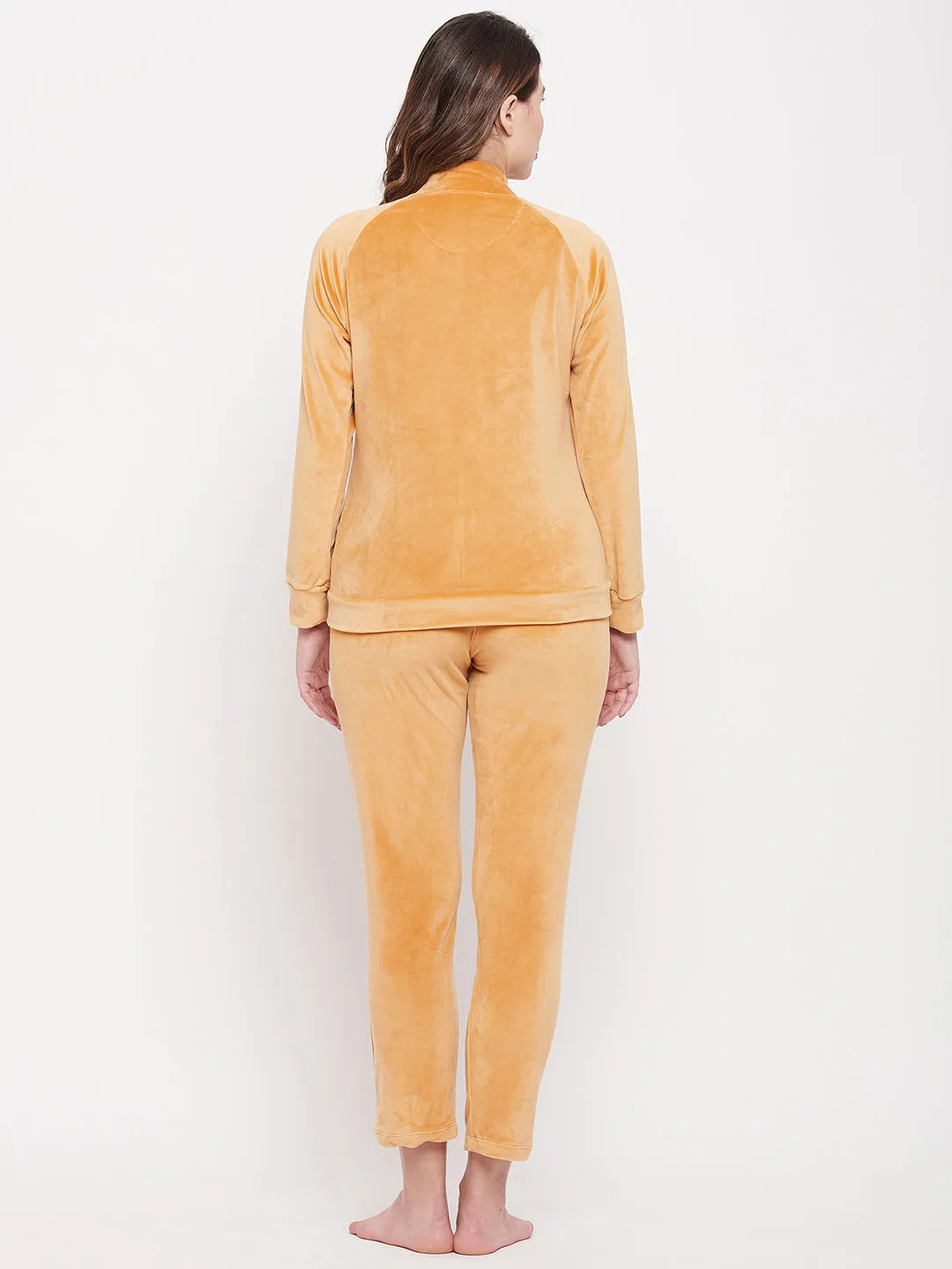 mSECRET Solid Mustard Yellow Velour Tracksuit