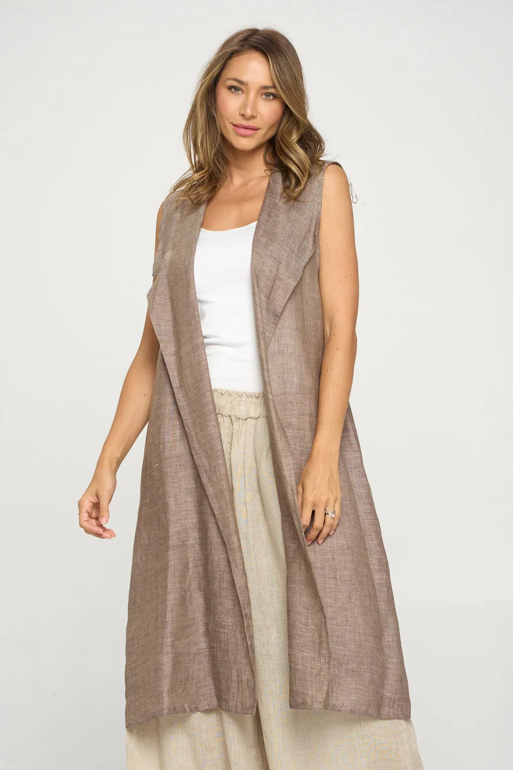 MT2160 COLLARED SLVLES LG VEST-MUD