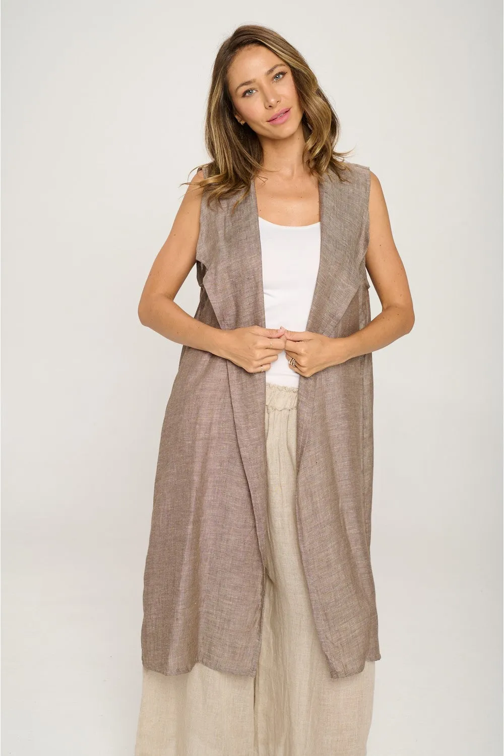MT2160 COLLARED SLVLES LG VEST-MUD