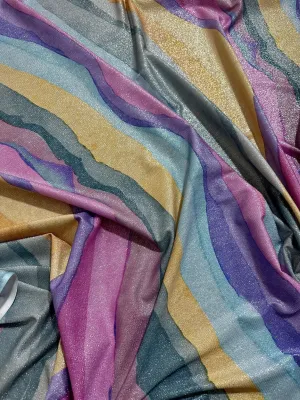 Multicolor Shimmer Lurex Fabric with Glitter and 2-Way Stretch