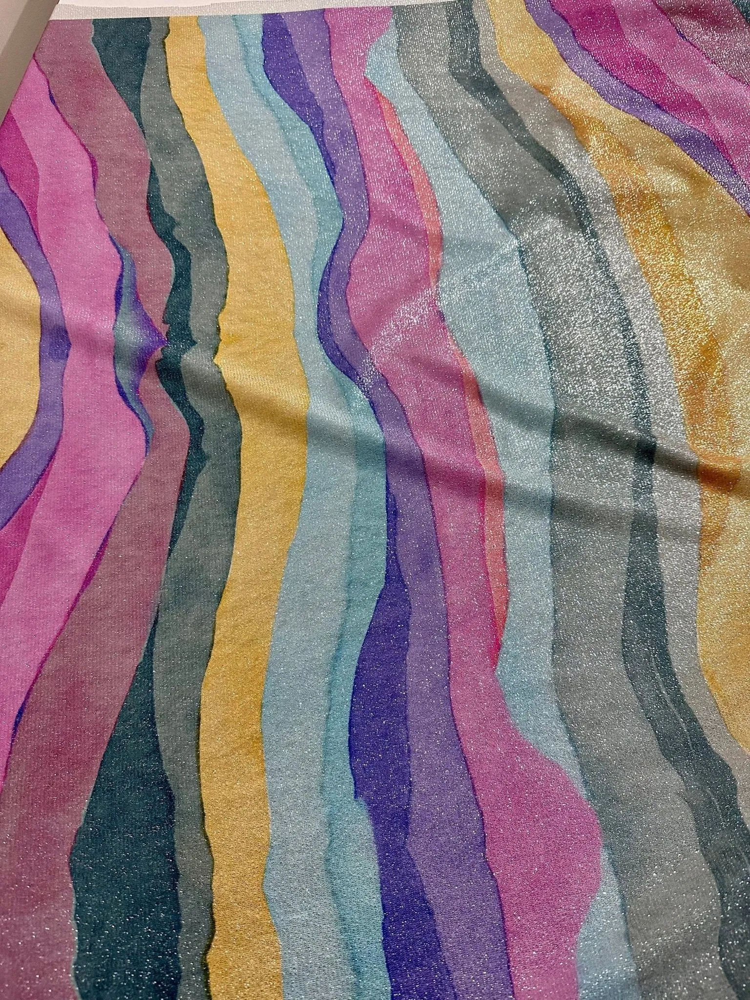 Multicolor Shimmer Lurex Fabric with Glitter and 2-Way Stretch