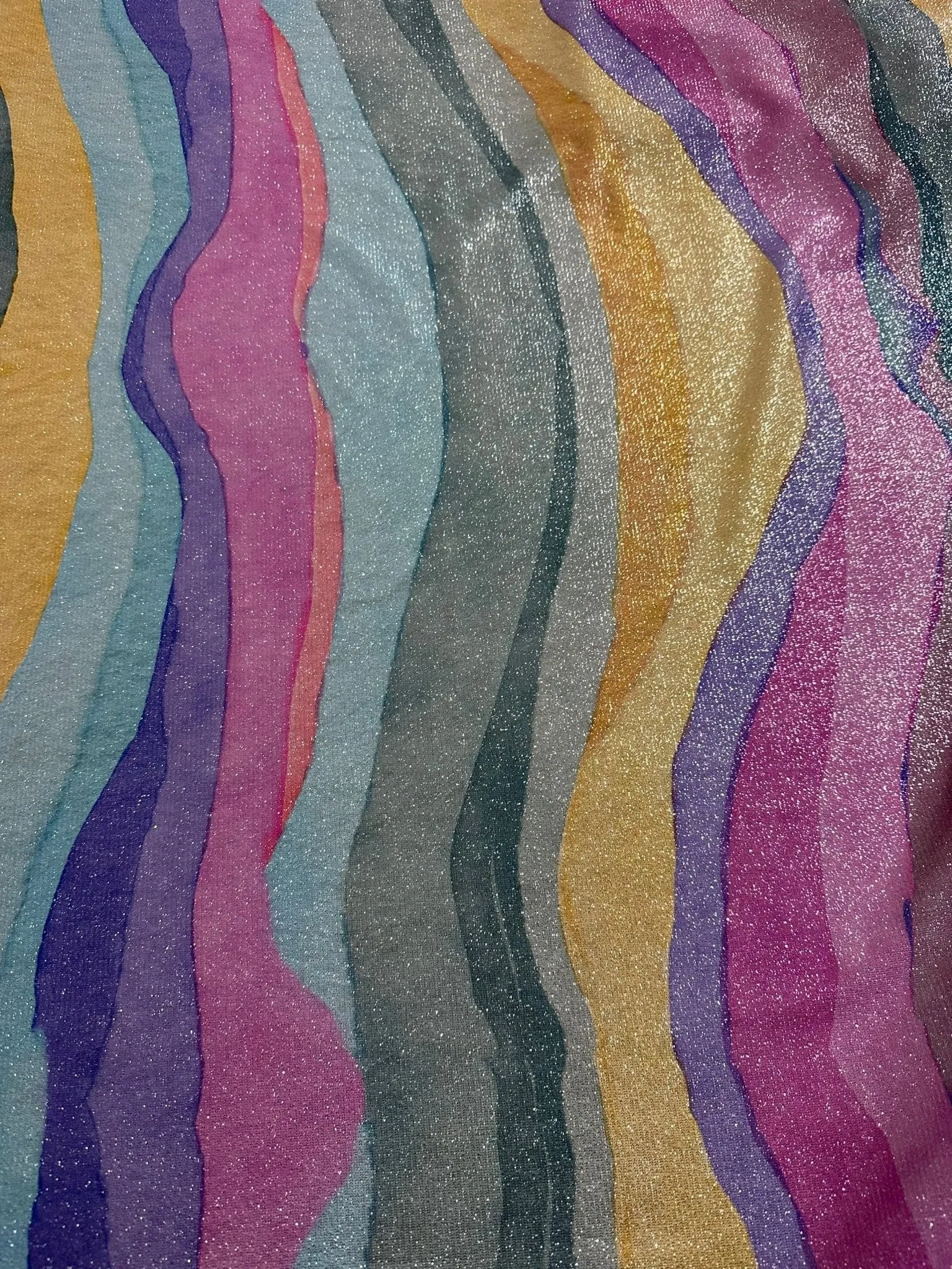 Multicolor Shimmer Lurex Fabric with Glitter and 2-Way Stretch
