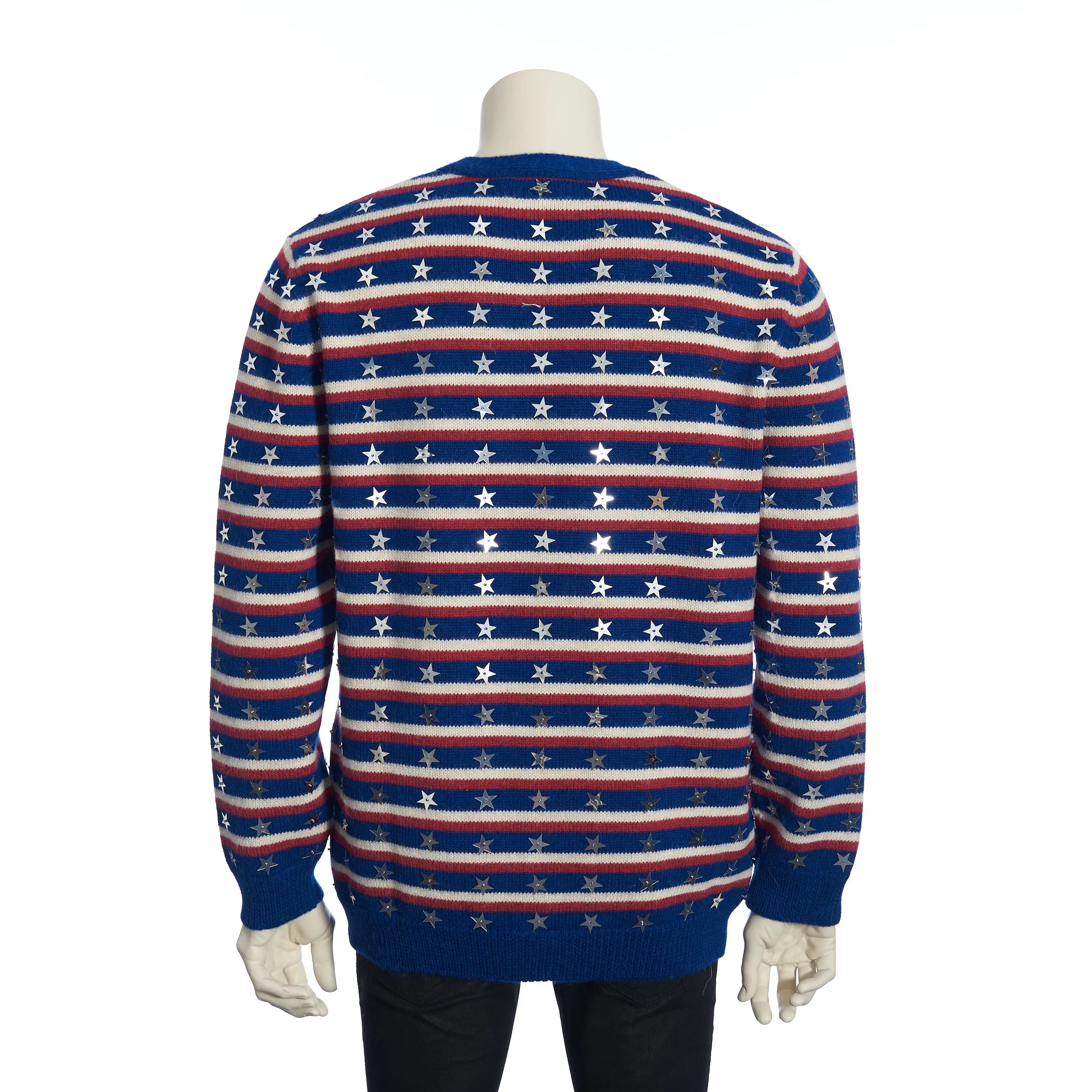 Multicolour Loose Cardigan In Wool And Alpaca Wool Embroidered With Stars