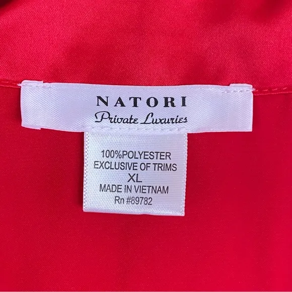 Natori Private Luxuries Pajama Set Women XL Top Pants Red Satin Lounge PJ’s Soft