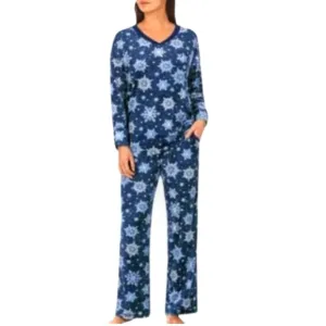 Nautica Pajama Sleepwear Set Loungewear Snowflake Print
