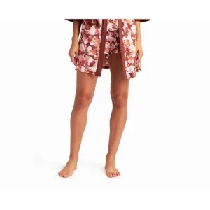 NEW NICOLE MILLER peached jersey three-piece sleepwear set in cacao floral