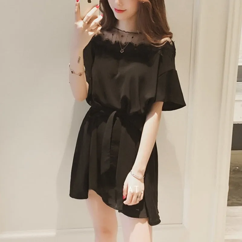 New Sexy Hot Dress Slim Dresses Women Elegant Vestidos Party Women Summer Dress Lace Mesh Casual Large Size Dresses