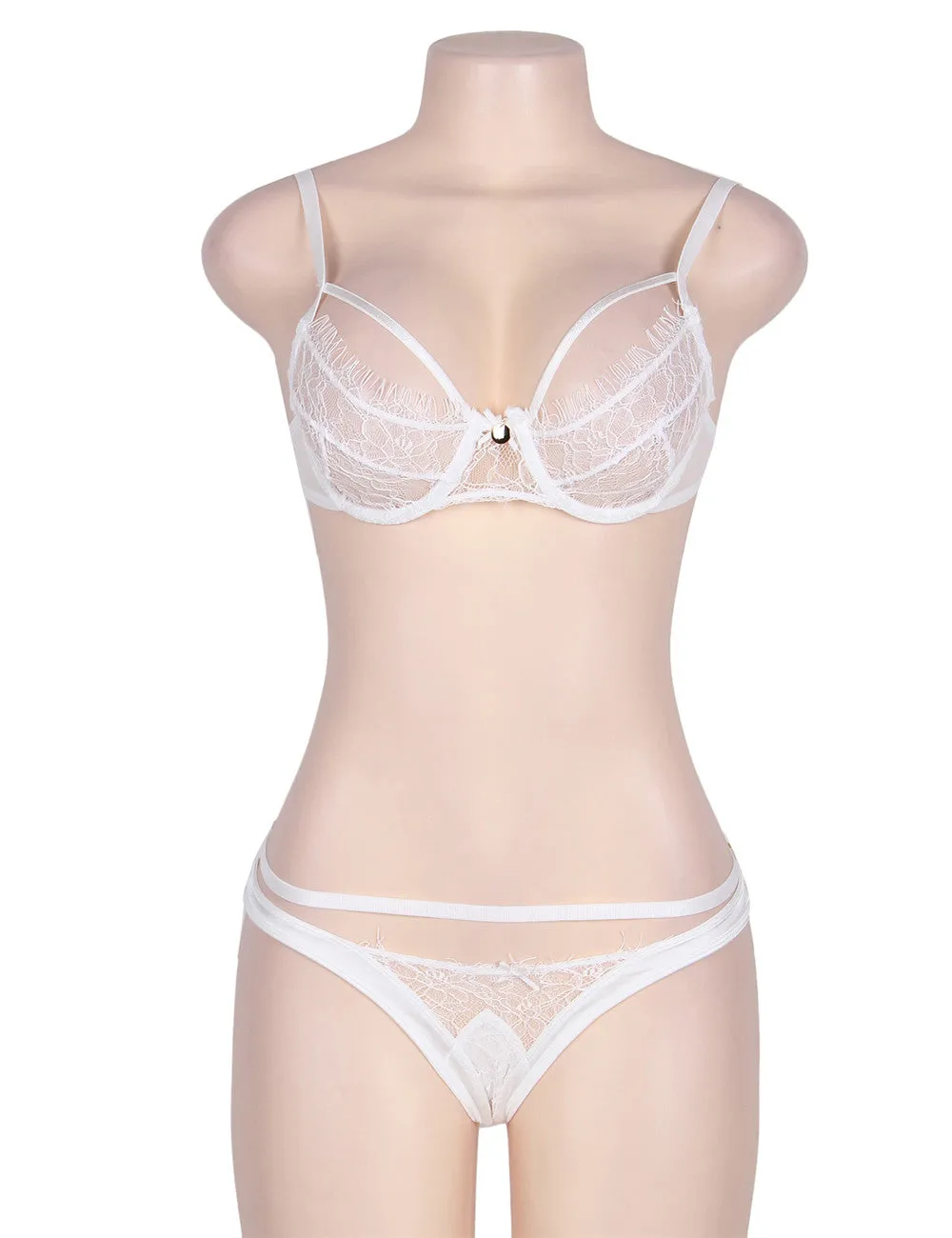 New White Eyelash Lace Bra Set