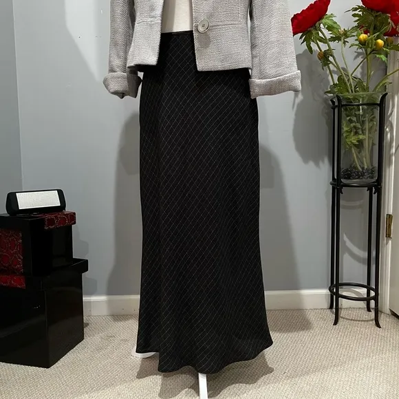 NEW Willi Smith Vintage 90s Windowpane Plaid Two Tone Longline Maxi Skirt 8 NWOT