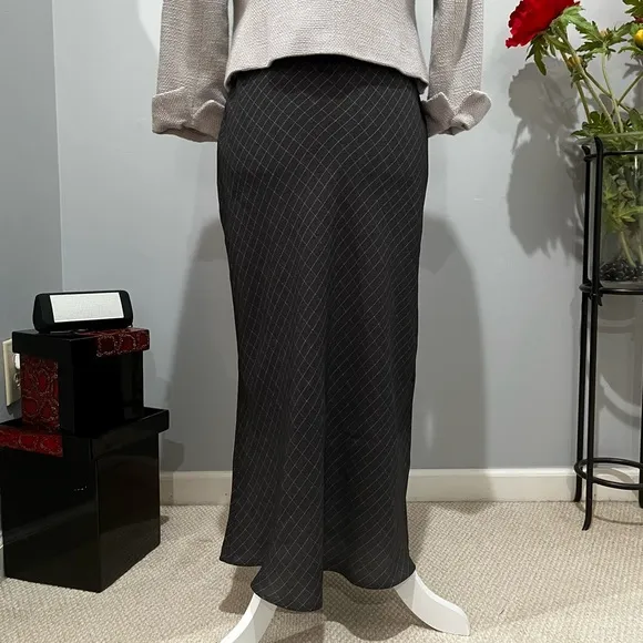 NEW Willi Smith Vintage 90s Windowpane Plaid Two Tone Longline Maxi Skirt 8 NWOT