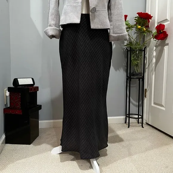 NEW Willi Smith Vintage 90s Windowpane Plaid Two Tone Longline Maxi Skirt 8 NWOT