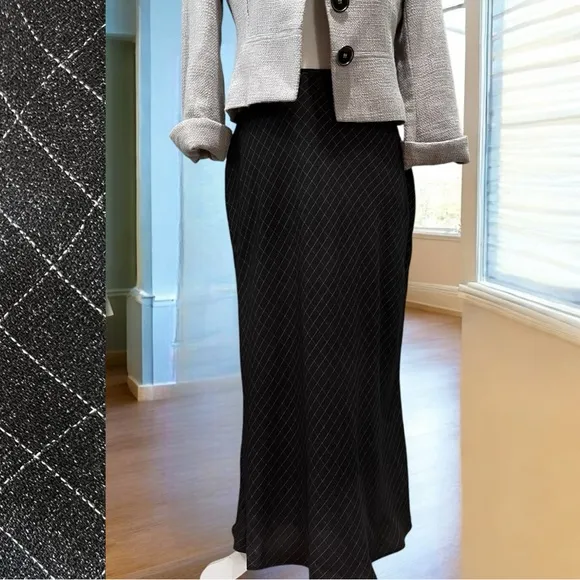 NEW Willi Smith Vintage 90s Windowpane Plaid Two Tone Longline Maxi Skirt 8 NWOT