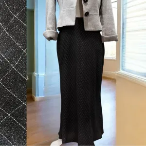 NEW Willi Smith Vintage 90s Windowpane Plaid Two Tone Longline Maxi Skirt 8 NWOT