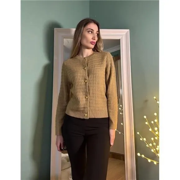 NEW Women's 2025 Cardigan Sweaters Button Down Crew Neck Open Front Long Sleeve