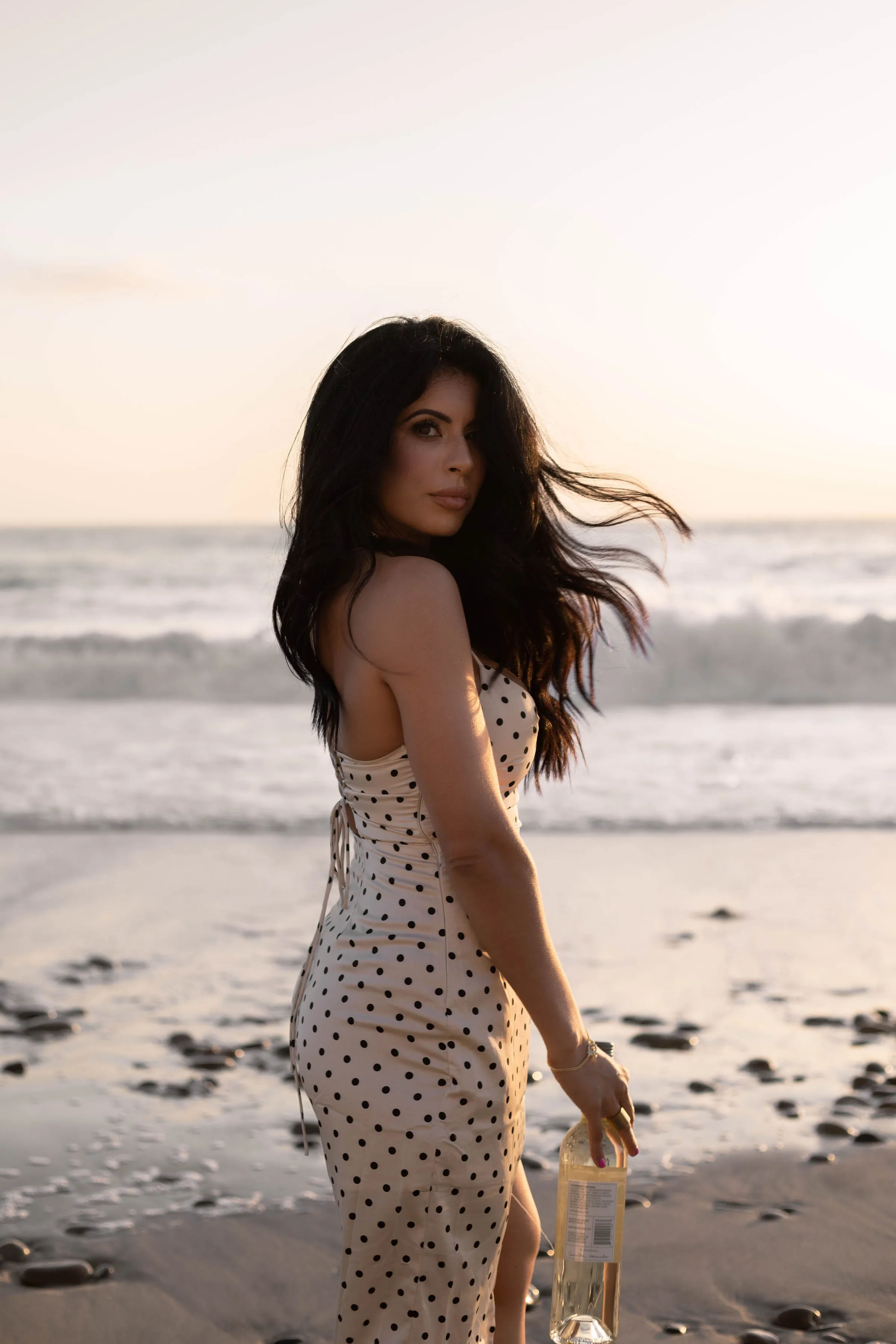 Next Lifetime Polka Dot Satin Midi Dress