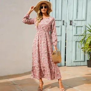 Niamh® | Fashionable Floral Dress With A Round Neckline