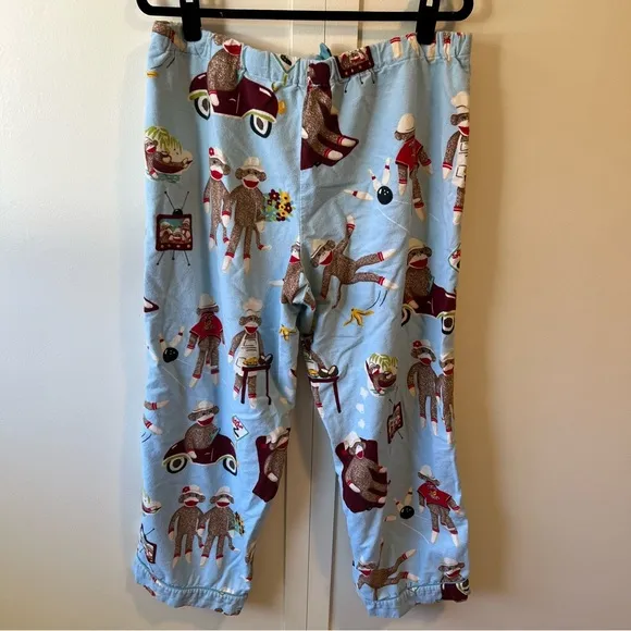 Nick &amp; Nora Women’s Sock‎ Monkey Bowling Slumber Pajama Pants Size Large