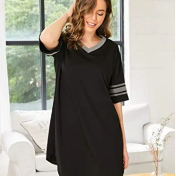Nightgowns for Women Cotton Night Shirts Short Sleeves Sleepshirt Loose