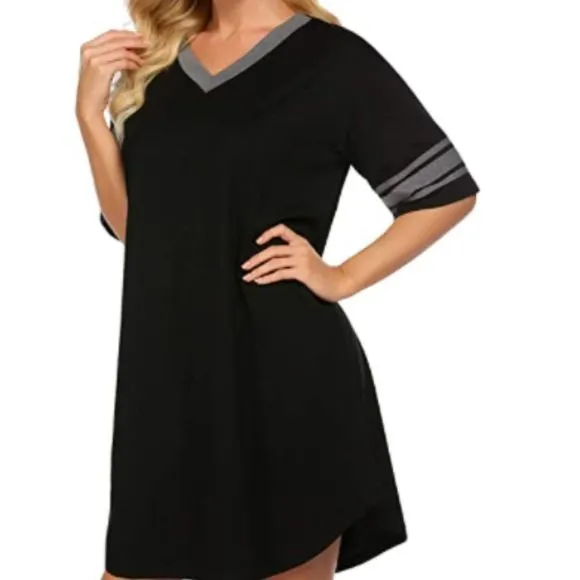 Nightgowns for Women Cotton Night Shirts Short Sleeves Sleepshirt Loose