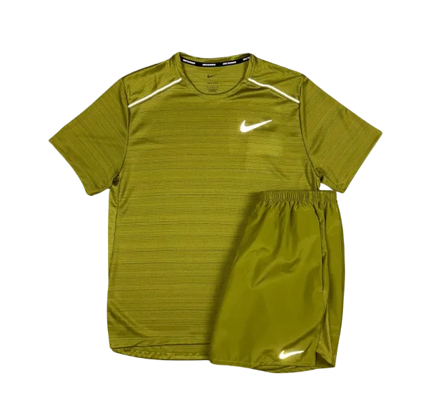 Nike 1.0 Miler and Challenger Shorts Set - Pacific Moss