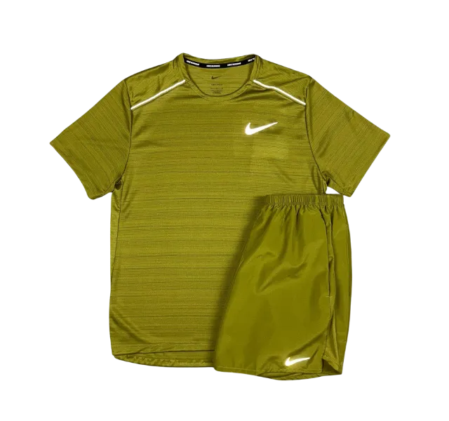 Nike 1.0 Miler and Challenger Shorts Set - Pacific Moss