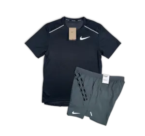 Nike 1.0 Miler and Flex Stride Shorts Set - Black/Smoke Grey
