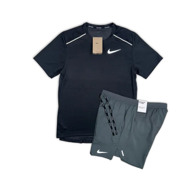 Nike 1.0 Miler and Flex Stride Shorts Set - Black/Smoke Grey