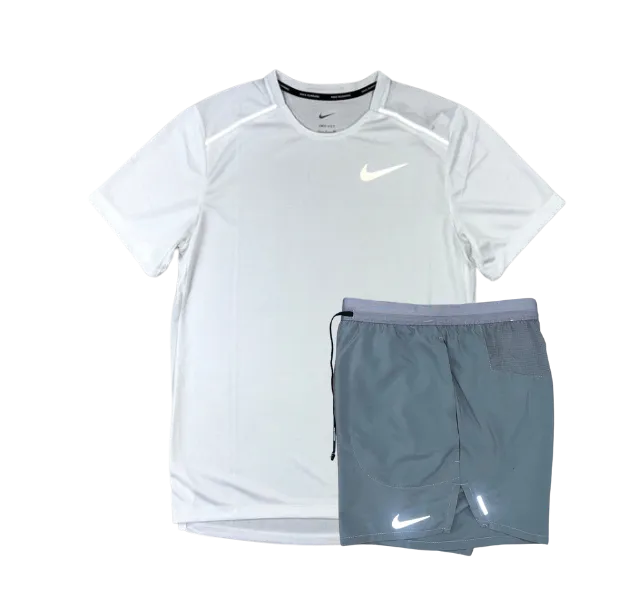 Nike 1.0 Miler and Flex Stride Shorts Set - White/Grey