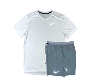 Nike 1.0 Miler and Flex Stride Shorts Set - White/Grey