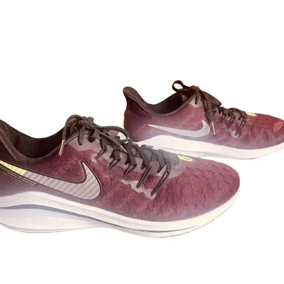 Nike Air Men’s Zoom Vomero 14 Burgundy &amp; White Volt 9 Running Athletic Shoes