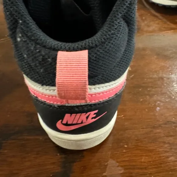 Nike mid top black white and pink 4Y like new
