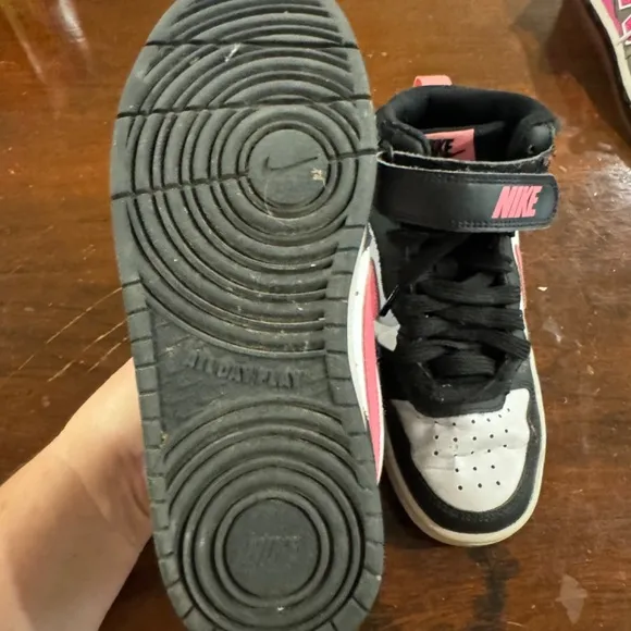Nike mid top black white and pink 4Y like new