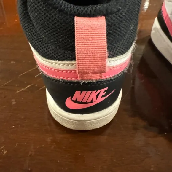 Nike mid top black white and pink 4Y like new
