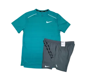 Nike Miler 1.0 T-Shirt and Stride Short Set - Dusty Cactus/Smoke Grey