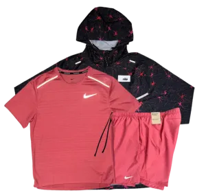 Nike Miler T-Shirt - D.Y.E Windrunner - Challenger Shorts Outfit - Adobe/Black