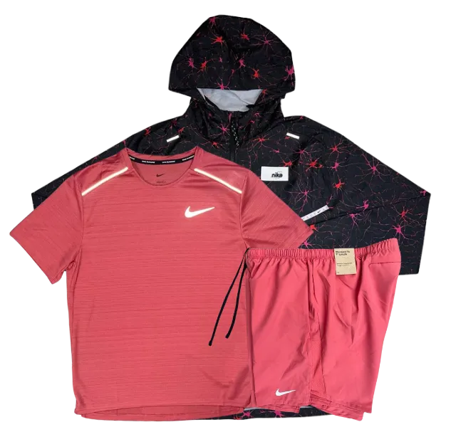 Nike Miler T-Shirt - D.Y.E Windrunner - Challenger Shorts Outfit - Adobe/Black