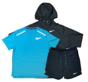 Nike Miler T-Shirt - Windrunner - Flex Stride Shorts Outfit - Baltic Blue/Black