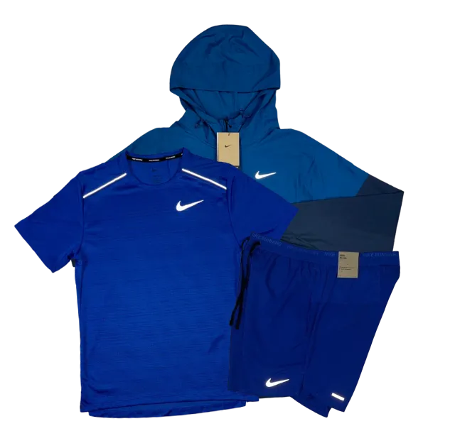Nike Miler T-Shirt - Windrunner - Flex Stride Shorts Outfit - Court Blue/Royal Blue