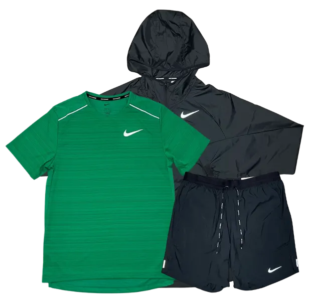 Nike Miler T-Shirt - Windrunner - Flex Stride Shorts Outfit - Stadium Green/Black