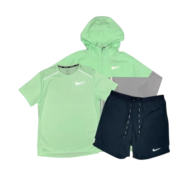 Nike Miler T-Shirt - Windrunner - Flex Stride Shorts Outfit - Vapour Green/Black