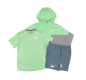 Nike Miler T-Shirt - Windrunner - Flex Stride Shorts Outfit - Vapour Green/Grey