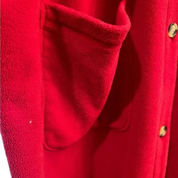 Nordstorm Robe Women XL Cozy Intimate Sleepwear Maxi Collared Button Up Red