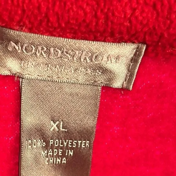 Nordstorm Robe Women XL Cozy Intimate Sleepwear Maxi Collared Button Up Red